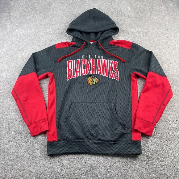Chicago Blackhawks Hoodie Mens Small‎ Grey Red Pullover Hooded Sweatshirt NHL - Picture 1 of 12